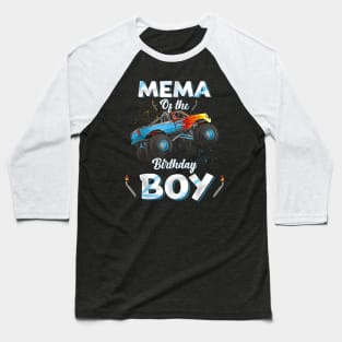 Mema Of The Birthday Boy Monster Truck Bday Women Grandma Baseball T-Shirt